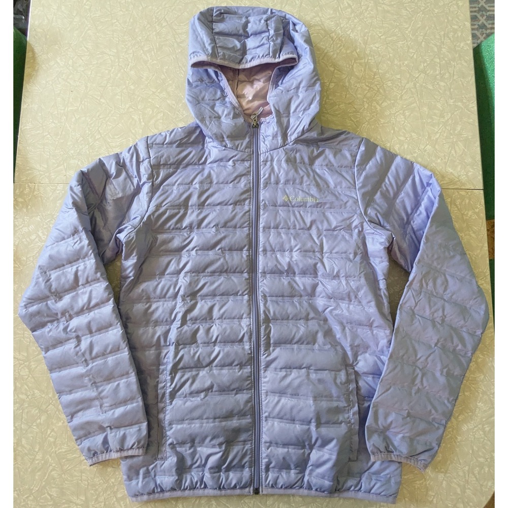 Columbia Duck Down Girls XL 18/20 Lavender Purple Hooded Puffer Jacket Coat